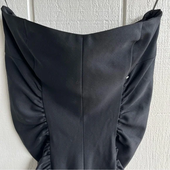 Max Mara Sportmax Strapless Ruched Dress Black Virgin Wool Knee Length Size S - Picture 4 of 11